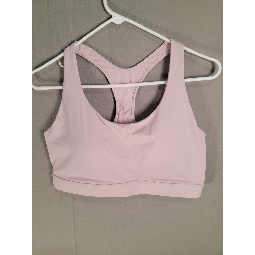 Running Girl Womens XL Light Pink Racerback Sports Bra Molded Cups Hook Eye Back